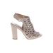 Karl Lagerfeld Paris Heels: Silver Print Shoes - Women's Size 7 - Peep Toe