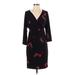 Lauren by Ralph Lauren Casual Dress - Sheath V Neck 3/4 sleeves: Black Floral Dresses - Women's Size 0
