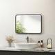 Meykoers Bathroom Mirror 60x80cm Wall Hanging Mirror with Black Frame, rounded rectangle Modern Wall Mounted Mirror