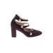 BCBGeneration Heels: Pumps Chunky Heel Casual Burgundy Solid Shoes - Women's Size 9 - Almond Toe