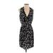 Rebecca Taylor Casual Dress - Wrap: Black Floral Motif Dresses - Women's Size 2