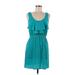 Up by Ultra Pink Casual Dress - Mini Scoop Neck Sleeveless: Teal Print Dresses - Women's Size Medium