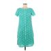 Adrianna Papell Casual Dress - Mini Scoop Neck Short sleeves: Teal Solid Dresses - Women's Size 8