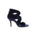White House Black Market Heels: Strappy Stilleto Cocktail Party Blue Print Shoes - Women's Size 7 1/2 - Open Toe