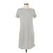 LOFT Beach Casual Dress - Shift High Neck Short sleeves: Gray Chevron/Herringbone Dresses - Women's Size Small