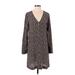 Madewell Casual Dress - Shift V Neck Long sleeves: Black Dresses - Women's Size Small