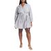 Plus Size Women's Mini Shirt Dress With Belt by ELOQUII in Navy/white Stripe (Size 26)