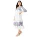 Plus Size Women's Tiered Embroidered Shirtdress by Roaman's in Multi Geo Bouquet (Size 38/40)