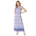 Plus Size Women's Sleeveless Relaxed A-Line Dress by Roaman's in Purple Ikat Border (Size 38/40)