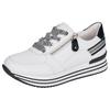 Plateausneaker REMONTE, Damen, Gr. 36, schwarz-weiß (weiß, schwarz), Leder, sportlich, Schuhe, mit Wechselfußbett, Freizeitschuh, Halbschuh, Schnürschuh, Topseller