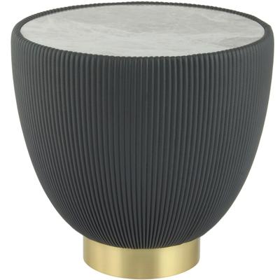 Beistelltisch KAYOOM "Jokai 125, praktische Ablagefläche, robust, Eisengestell", grau (grau, gold, weiß), B:47cm H:45cm T:47cm, 100% Eisen, 100% PU, 100% gesinterter Stein, 100% MDF, Tische, dekorativ, stilvoll, robust, gesinterte Steinplatte Image