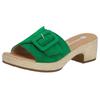 Pantolette REMONTE "ELLE-Collection", Damen, Gr. 38, grün (apfelgrün), Veloursleder, feminin, Schuhe, Blockabsatz, Sommerschuh, Schlappen, Zierschnalle, ELLE-Collection