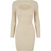 Shirtkleid URBAN CLASSICS "Urban Classics Damen Ladies Cut Out Dress", Damen, Gr. 5XL, US-Größen, beige (sand), 35% Viskose, 35% Polyacryl, 30% Polyamid, unifarben, klassisch, slim fit, U-Boot-Ausschnitt, Langarm, Kleider