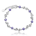 JewelryTop Store 925 Sterling Silver Bracelet Jewelry White Purple Retro Wedding Shaped Cubic