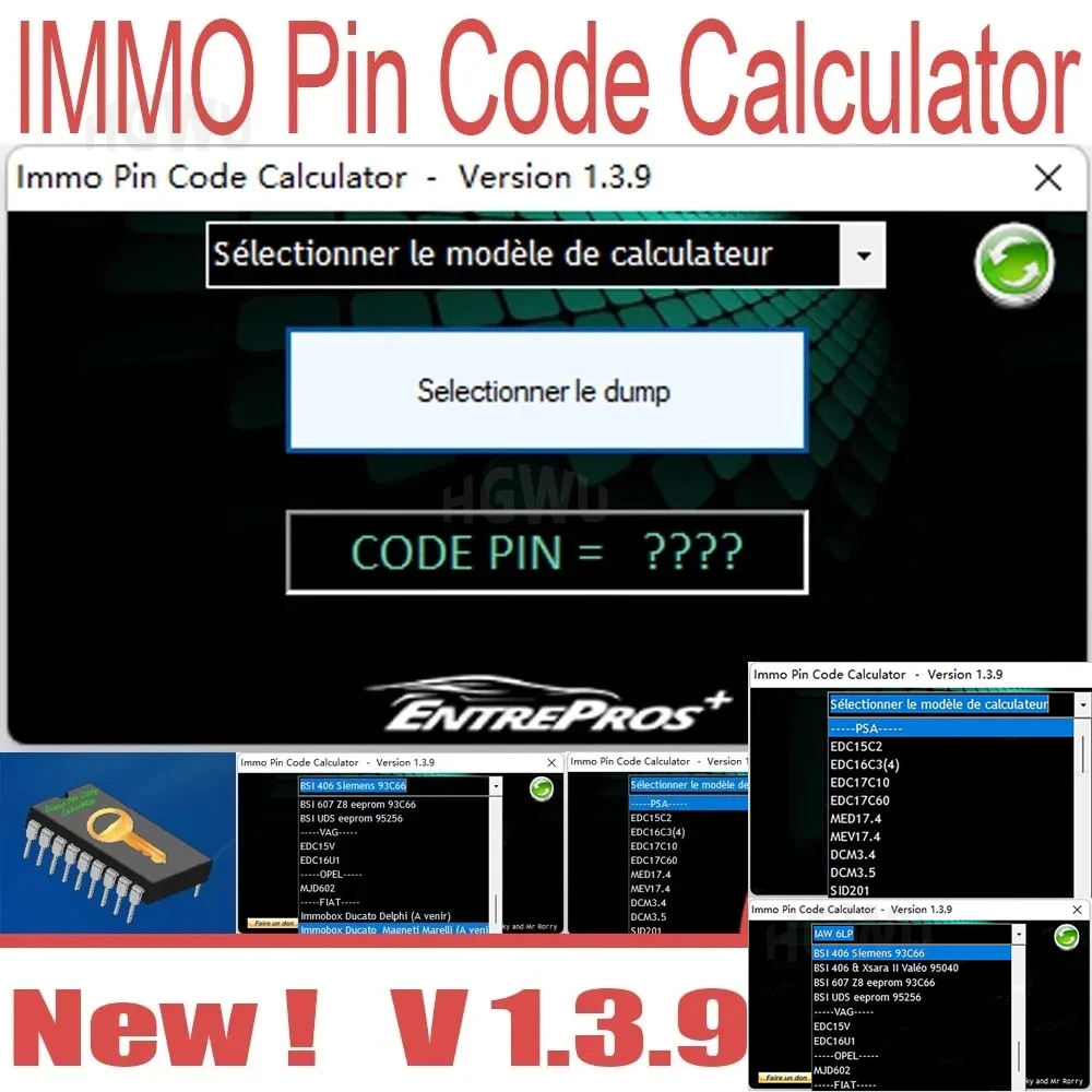Calculateur de code pin IMMO V1.Baltimore, décodeur de code pin sur de nombreux PSA ecu par décharge pour Psa Opel pour Fiat Vag Cars, logiciel de réparation de voiture