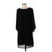 H&M Casual Dress - Shift Crew Neck 3/4 sleeves: Black Print Dresses - Women's Size 4