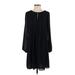 Max Studio Casual Dress - Mini Keyhole Long sleeves: Black Solid Dresses - Women's Size X-Small