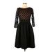 Eliza J Cocktail Dress - A-Line: Black Print Dresses - Women's Size 8