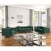 Everly Quinn Marti Hickory Geovanni 3 Piece Velvet Living Room Set Velvet in Green | 30 H x 86 W x 34 D in | Wayfair Living Room Sets