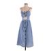 Shein Casual Dress - Midi Plunge Sleeveless: Blue Print Dresses - Women's Size 4