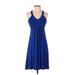 Calvin Klein Cocktail Dress - A-Line Halter Sleeveless: Blue Print Dresses - Women's Size Small