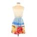 Necessary Objects Casual Dress - Mini Scoop Neck Sleeveless: Blue Floral Dresses - Women's Size Medium