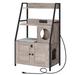 Tucker Murphy Pet™ Cat Litter Box Enclosure Furniture w/ 2 Storage Shelves & Charging Station Metal/Manufactured Wood in Pink/Gray | Wayfair