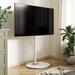 Fitueyes Modern Corner TV Stand w/ Swivel Mount for 37" - 65" TVs Glass/Metal in White | 21.7 W x 21.7 D in | Wayfair WFF02M1443A