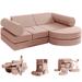 Brayden Studio® Cida Couch 14PCS, Toddler Couch Modular Play Couch for Playroom Bedroom in Pink | 18 H x 57 W x 28 D in | Wayfair