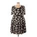Lularoe Casual Dress - A-Line Scoop Neck 3/4 sleeves: Brown Floral Dresses - Women's Size 22