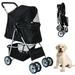 CL.HPAHKL Dog Stroller 4 Wheels Foaldable Cat Stroller Dog Cat Cage Jogger Stroller for Medium Small Dogs Cats Pet Stroller with Storage Basket and Cup Holder Portable Lightweight for Travel