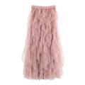 Hwmodou Skirts For Women Knee Length Casual Womens Comfortable Tulle High Waist Pleated Skirt Ladies Midi Skirt Tennis Skirts For Woman