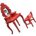 Miniature Wood Chair 2 Pcs Vintage Dresser Stool Baby Furniture Set Vanity Table Models House Red Child