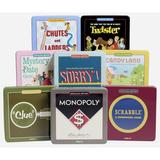 WS Game Company Complete Nostalgia Tin Collection of Classic Board Games Including Scrabble Monopoly Clue Mystery Date Candy Land Chutes and Ladders Sorry and Twister