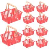 Simulated Food and Toy Shopping Basket 10 Pcs Doll House Mini Decor Cart Hamper Storage Play Minamistic Room Child Red Plastic
