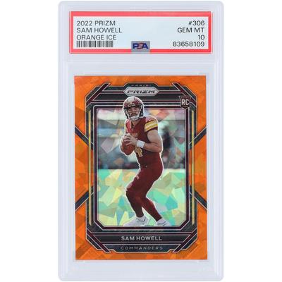 Sam Howell Washington Commanders 2022 Panini Prizm Orange Ice #306 PSA Authenticated 10 Rookie Card