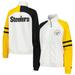 Women's Starter White Pittsburgh Steelers Curve Ball Raglan Full-Zip Track Jacket
