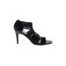 Impo Heels: Slip-on Stiletto Glamorous Black Solid Shoes - Women's Size 8 - Open Toe