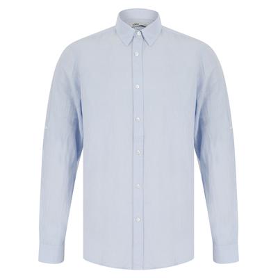 Shirts Helios Classic Collar Long Sleeve Cotton Linen Shirt in Soft Blue / XXL - Tokyo Laundry