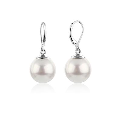 Paar Ohrhänger NENALINA "Ohrhänger Muschelkernperle Klassisch 925 Silber", silber, Ohrringe, Damen, OneSize, ohne Stein, Silber 925 (Sterlingsilber) Image