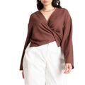 Plus Size Women's Multi-Tie Wrap Top by ELOQUII in Hickory Brown (Size 28)