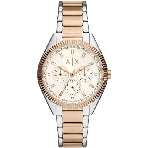 Multifunktionsuhr ARMANI EXCHANGE Armbanduhren silberfarben (silberfarben, roségoldfarben) Damen Quarzuhr, Armbanduhr, Damenuhr, analog, Edelstahlarmbanduhr