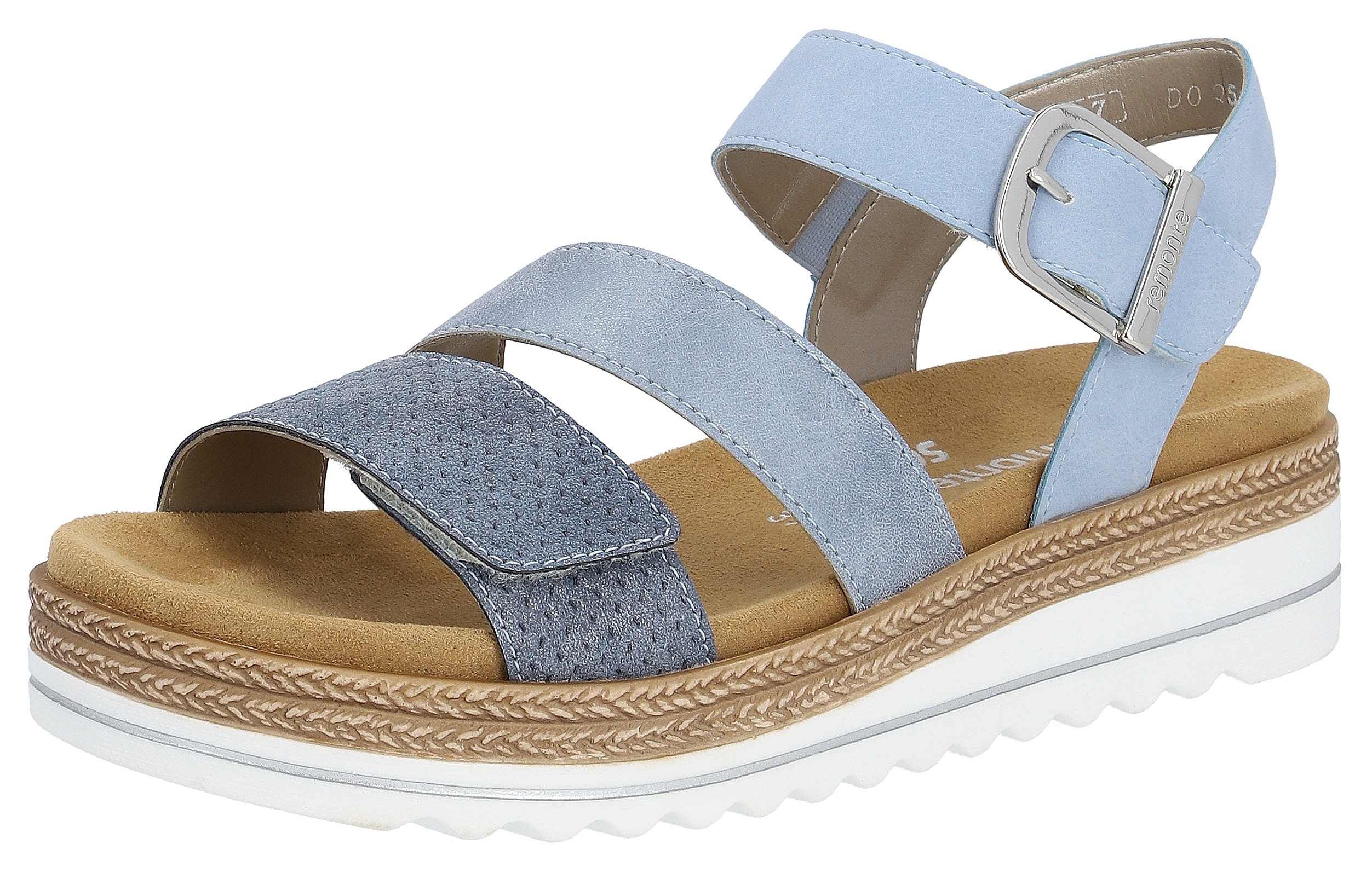 Keilsandalette REMONTE, Damen, Gr. 38, blau (hellblau), Lederimitat, Schuhe, Keilabsatz, Sommerschuh, Sandale in veganer Verarbeitung