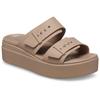 Pantolette CROCS "Brooklyn Low Wedge", Damen, Gr. 38, braun (latte), Croslite, modisch, Schuhe, Plateau, Sommerschuh, Schlappen mit Schnallenverschluss