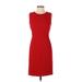 Tahari by ASL Cocktail Dress - Sheath Crew Neck Sleeveless: Red Print Dresses - Women's Size 2