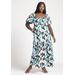 Plus Size Women's Puff Sleeve Tiered Dress by ELOQUII in Geo Leaf (Size 18)