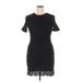 Guess Casual Dress - Bodycon Crew Neck Short sleeves: Black Print Dresses - Women's Size Large