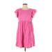 Andree by UNIT Casual Dress - Mini Crew Neck Short sleeves: Pink Solid Dresses - Women's Size Small