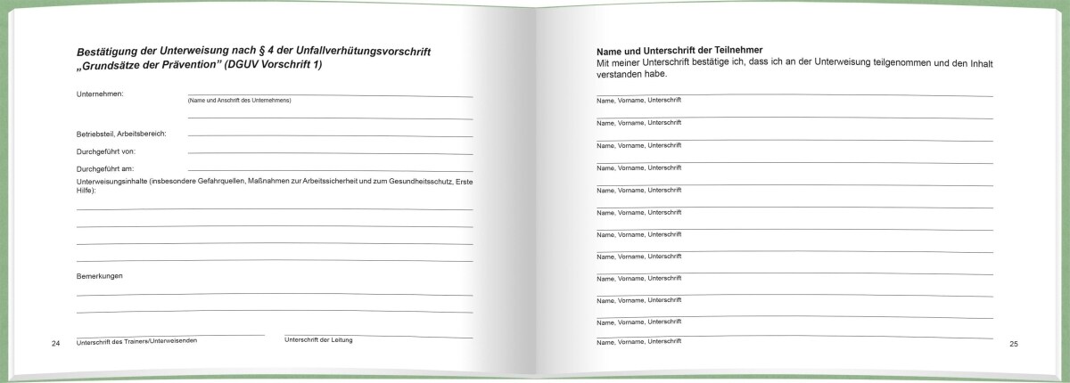RNK Unterweisungsbuch für die betriebliche Unfallverhütung A5 24 Blatt Image
