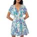 Free People Dresses | Free People Blue/Purple Floral Shortsleeved Dress | Color: Blue/Purple | Size: M